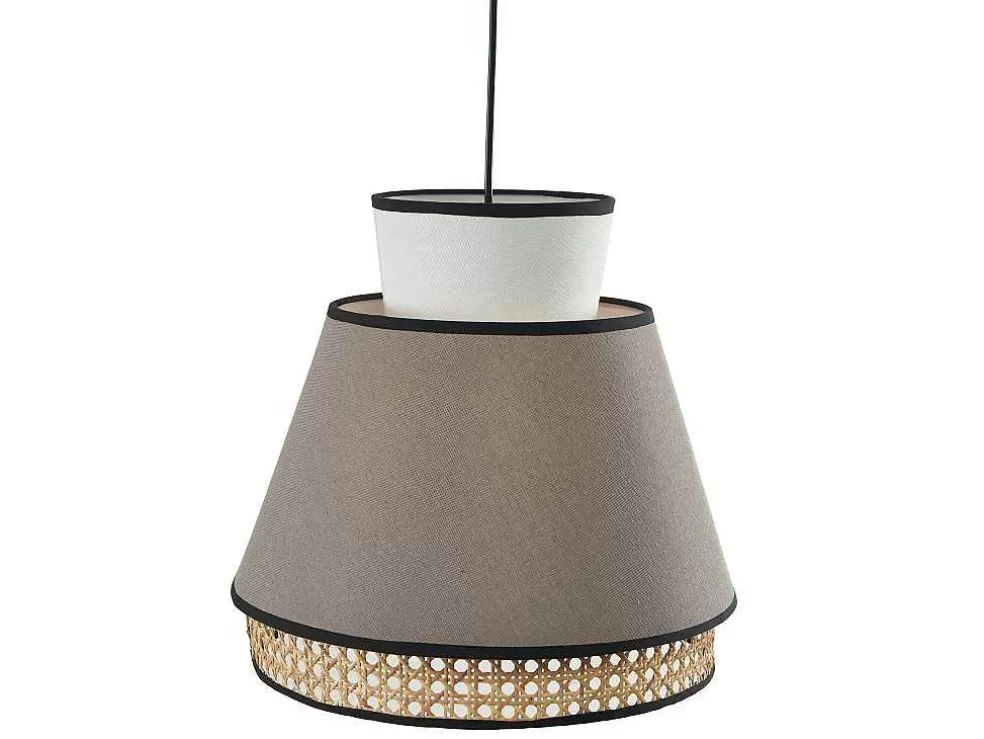 OZAIA Candeeiro De Teto Escandinavo Empalhado Cor Natural E Taupe De D.35 X A.120 Cm - Klaus* Candeeiro Suspenso