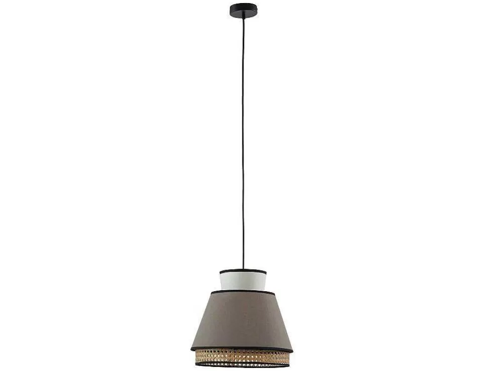 OZAIA Candeeiro De Teto Escandinavo Empalhado Cor Natural E Taupe De D.35 X A.120 Cm - Klaus* Candeeiro Suspenso