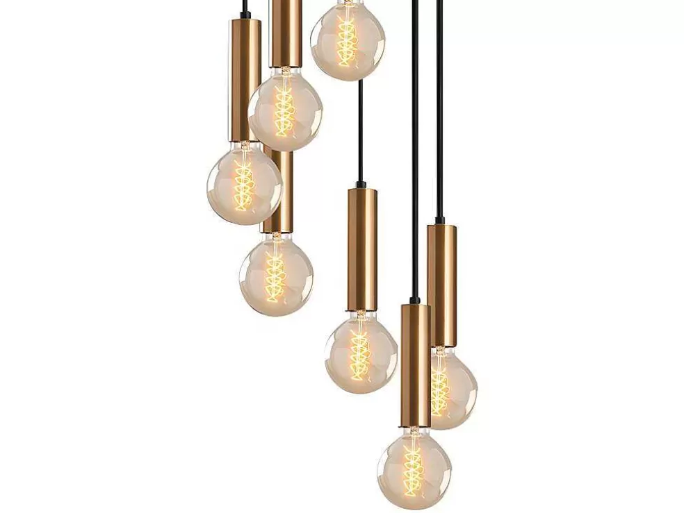 OZAIA Candeeiro De Teto Estilo Vintage De Altura Regulavel Em Metal De A. 40-136 Cm Cor Dourado - Josette* Candeeiro Suspenso