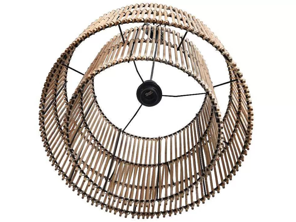 OZAIA Candeeiro De Teto Etnico Em Bambu E Metal Cor Preto De D.40 X A.120 - Parana* Candeeiro Suspenso