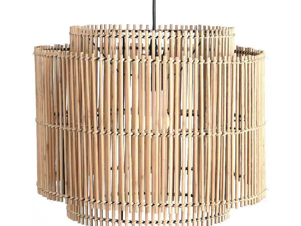 OZAIA Candeeiro De Teto Etnico Em Bambu E Metal Cor Preto De D.40 X A.120 - Parana* Candeeiro Suspenso