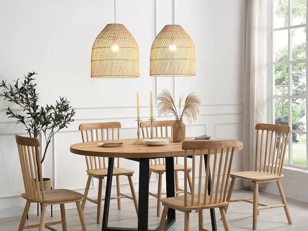 OZAIA Candeeiro De Teto Etnico Em Metal E Rotim Cor Natural De D.40 X A. 120 Cm - Parnaiba* Candeeiro Suspenso