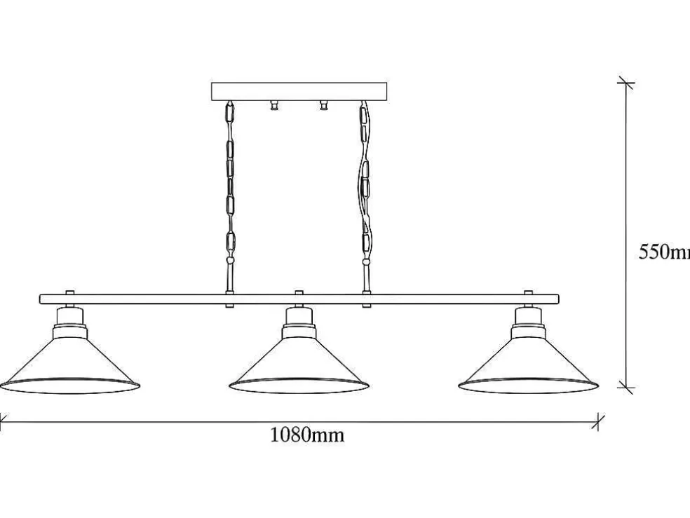 Vente-unique Candeeiro De Teto Industrial Em Metal Com 3 Abajures De C. 108 X A. 55 Cm Cor Preto - Sivani* Candeeiro Suspenso