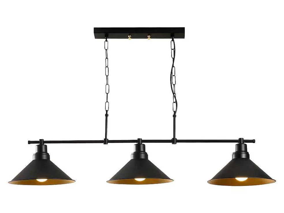 Vente-unique Candeeiro De Teto Industrial Em Metal Com 3 Abajures De C. 108 X A. 55 Cm Cor Preto - Sivani* Candeeiro Suspenso