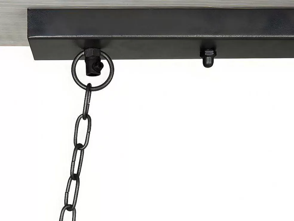 OZAIA Candeeiro De Teto Industrial Estrutura Retangular Em Madeira Madeira E Metal - 4 Lampadas - A. 31 X C.100 Cm - Natural E Preto - Olius* Candeeiro Suspenso