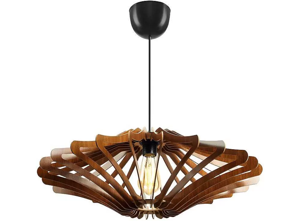 OZAIA Candeeiro De Teto Perfurado Em Mdf De D. 59 X A. 55 Cm Cor Castanho Nogueira - Farita* Candeeiro Suspenso