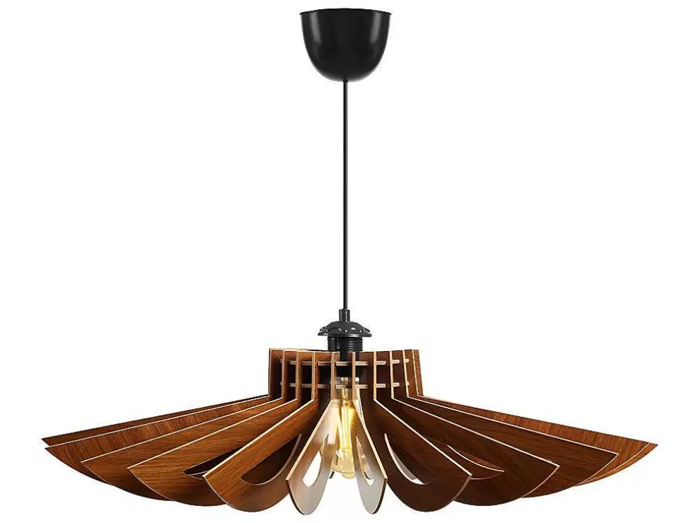 OZAIA Candeeiro De Teto Perfurado Em Mdf De D. 68 X A. 50 Cm Cor Castanho Nogueira - Farita* Candeeiro Suspenso