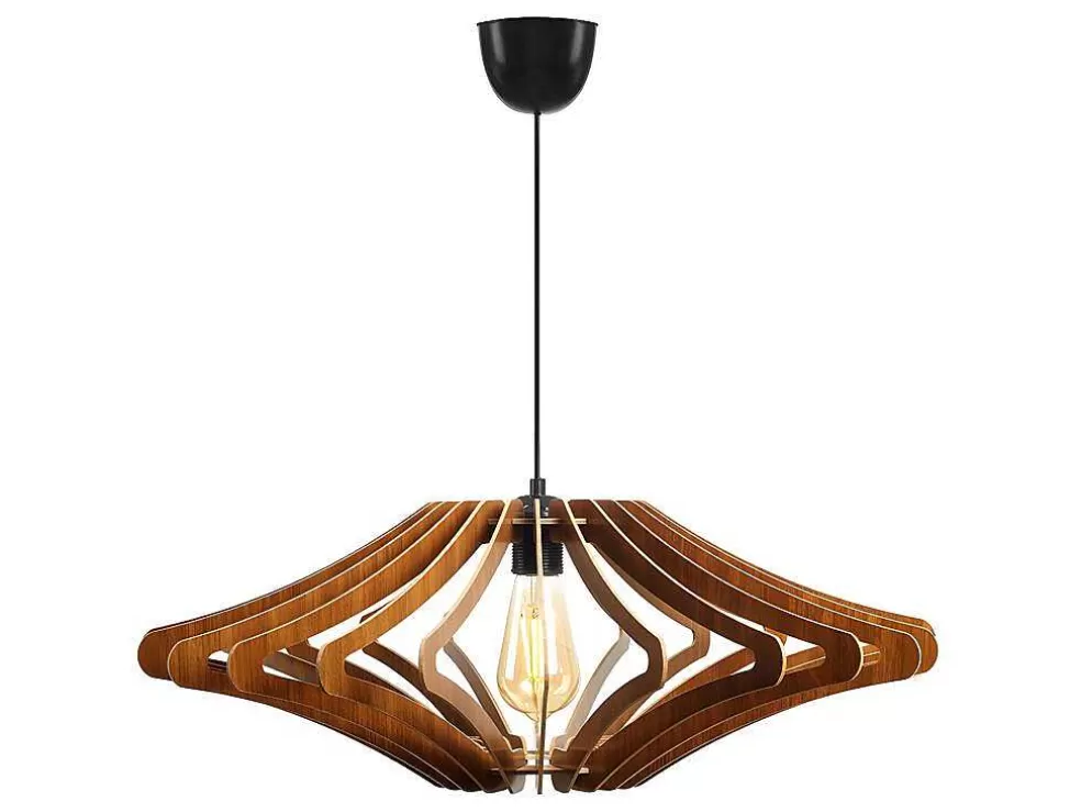 OZAIA Candeeiro De Teto Perfurado Em Mdf De D. 59 X A. 55 Cm Cor Castanho Nogueira - Farita* Candeeiro Suspenso