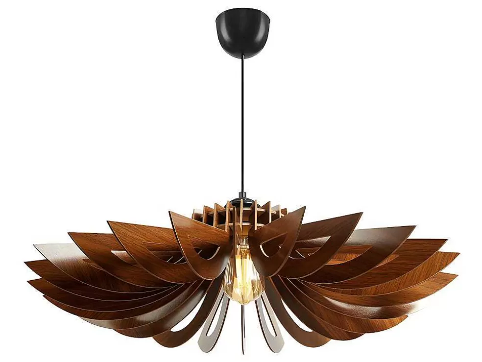 OZAIA Candeeiro De Teto Perfurado Em Mdf De D. 68 X A. 50 Cm Cor Castanho Nogueira - Farita* Candeeiro Suspenso