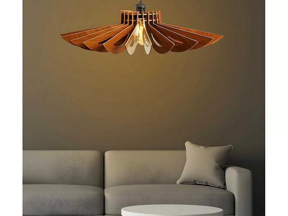 OZAIA Candeeiro De Teto Perfurado Em Mdf De D. 68 X A. 50 Cm Cor Castanho Nogueira - Farita* Candeeiro Suspenso