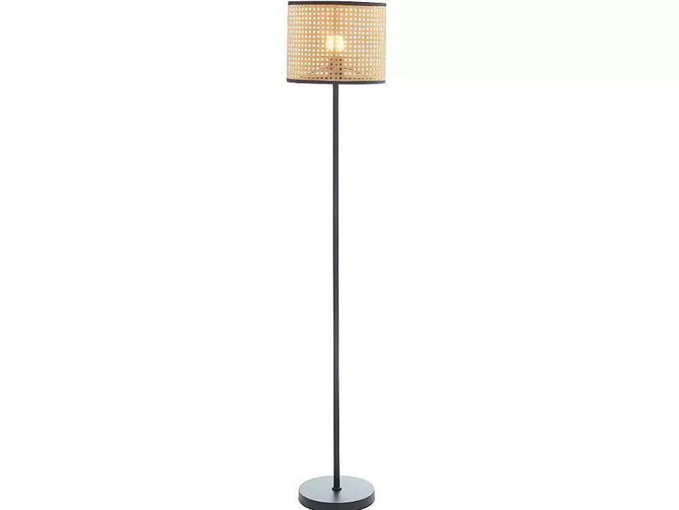 OZAIA Candeeiro Entrelacado Estilo Etnico Neirobi - Ferro E Vime - A.145 Cm - Preto E Natural* Candeeiro De Pe