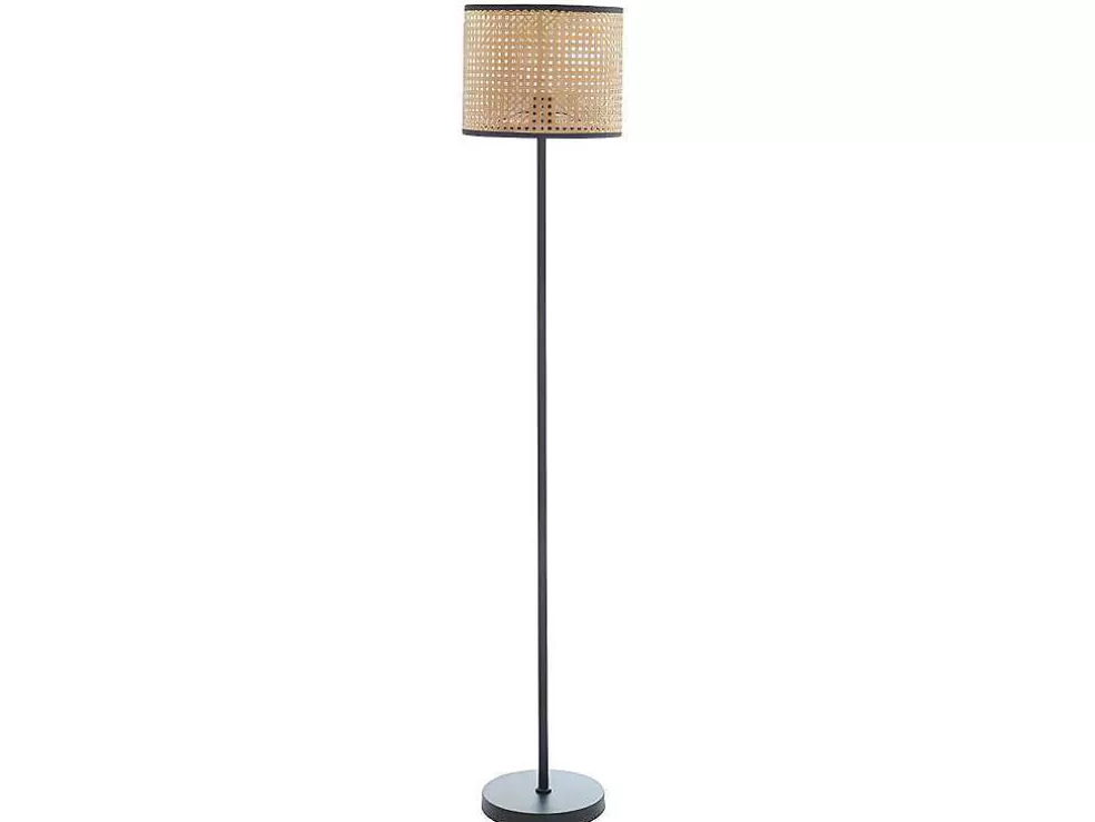 OZAIA Candeeiro Entrelacado Estilo Etnico Neirobi - Ferro E Vime - A.145 Cm - Preto E Natural* Candeeiro De Pe