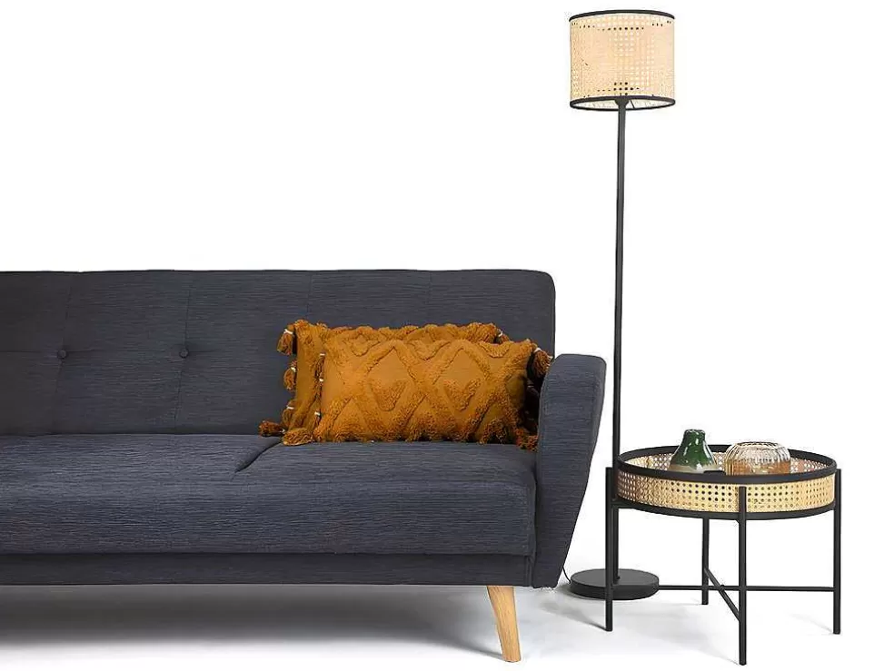 OZAIA Candeeiro Entrelacado Estilo Etnico Neirobi - Ferro E Vime - A.145 Cm - Preto E Natural* Candeeiro De Pe
