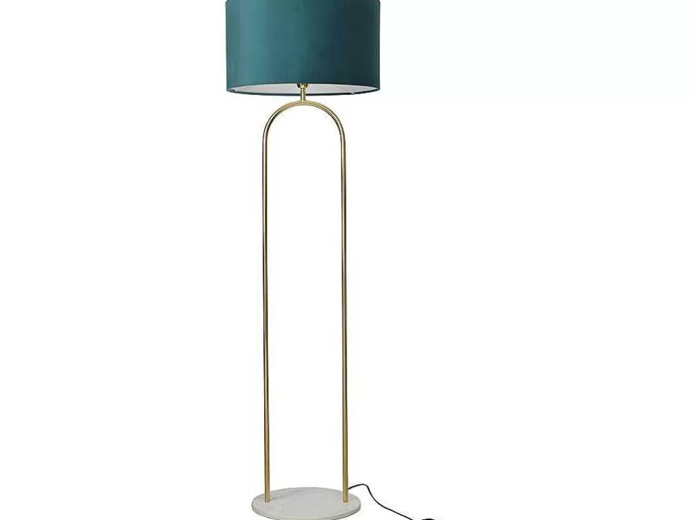 OZAIA Candeeiro Estilo Art Deco Em Latao, Marmore E Veludo De A.156 X D.45 Cm Cor Azul - Nour* Candeeiro De Pe