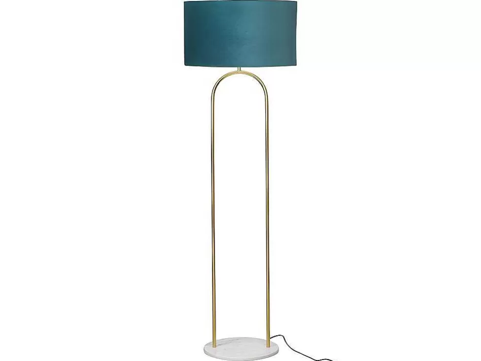 OZAIA Candeeiro Estilo Art Deco Em Latao, Marmore E Veludo De A.156 X D.45 Cm Cor Azul - Nour* Candeeiro De Pe