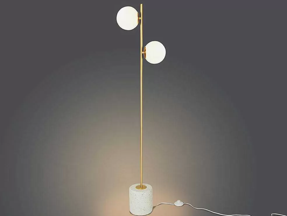 OZAIA Candeeiro Estilo Vintage Orea - Base Em Terrazzo - 33X15X146 Cm - Branco E Dourado* Candeeiro De Pe