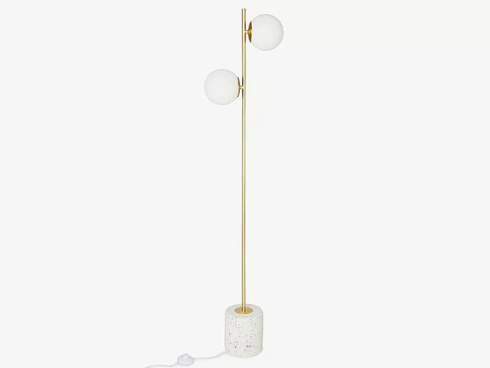 OZAIA Candeeiro Estilo Vintage Orea - Base Em Terrazzo - 33X15X146 Cm - Branco E Dourado* Candeeiro De Pe