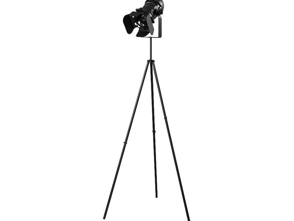 Vente-unique Candeeiro Industrial Com Tripe Projection - Ferro - A. 146 Cm - Preto* Candeeiro De Pe