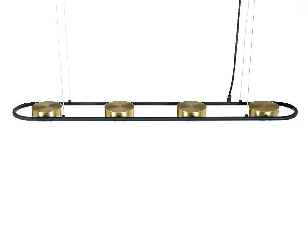 OZAIA Candeeiro Suspenso Com Leds Metal E Aluminio, 4 Focos, L85 Cm Preto E Dourado - Grimbsy* Candeeiro Suspenso