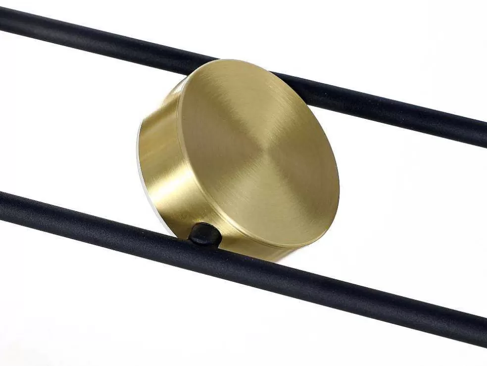 OZAIA Candeeiro Suspenso Com Leds Metal E Aluminio, 4 Focos, L85 Cm Preto E Dourado - Grimbsy* Candeeiro Suspenso