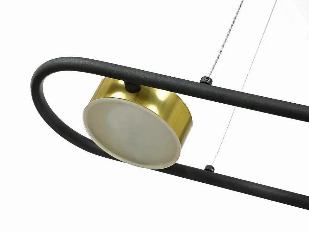 OZAIA Candeeiro Suspenso Com Leds Metal E Aluminio, 4 Focos, L85 Cm Preto E Dourado - Grimbsy* Candeeiro Suspenso