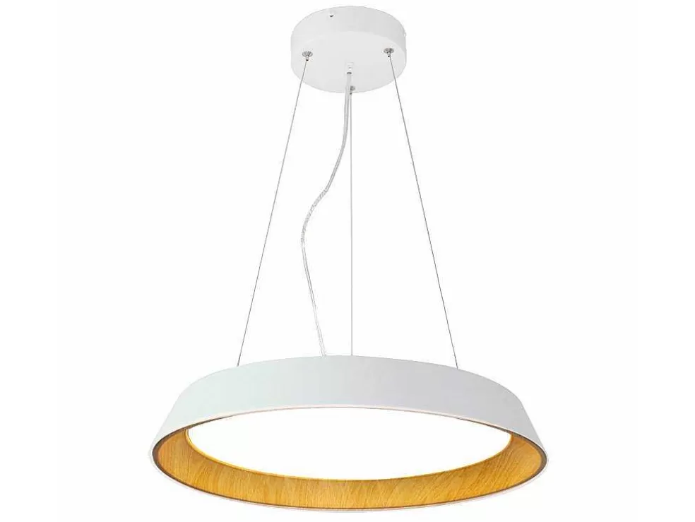 OZAIA Candeeiro Suspenso Com Leds Metal E Aluminio D45 Cm Branco E Natural - Derry* Candeeiro Suspenso