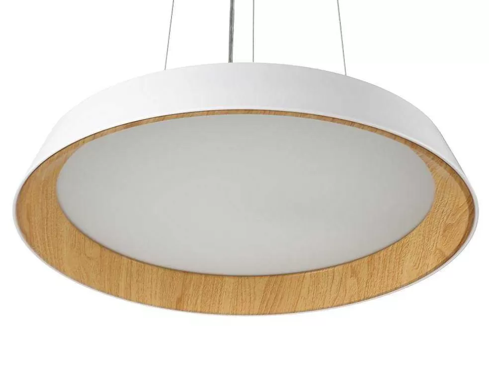 OZAIA Candeeiro Suspenso Com Leds Metal E Aluminio D45 Cm Branco E Natural - Derry* Candeeiro Suspenso