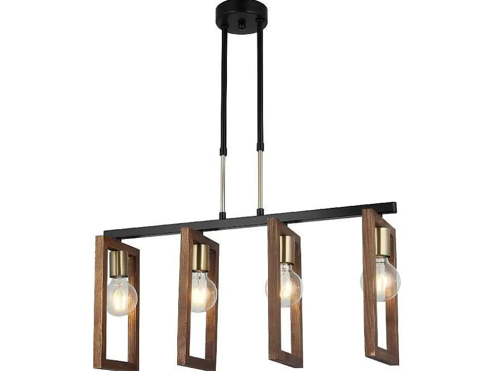 EPIKASA Candeeiro Suspenso Como, Dourado, Preto, Madeira, 67 X 17 X 91 Cm, * Candeeiro Suspenso
