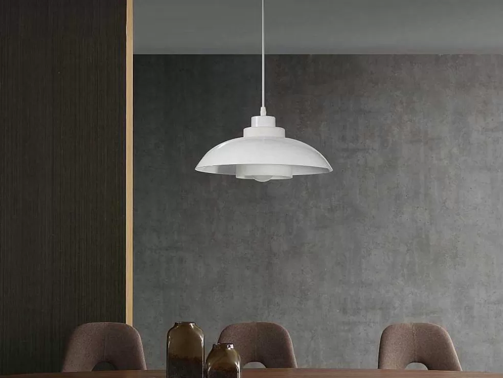 OZAIA Candeeiro Suspenso Em Metal D34 X A120 Cm Branco - Briliva* Candeeiro Suspenso