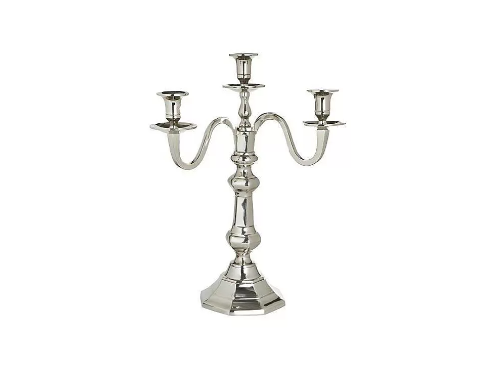 SIA Candelabro 3 Bracos Come Em Aluminio De A. 45 X C. 38 Cm Em Prateado - * Castiçais Decorativos E Velas