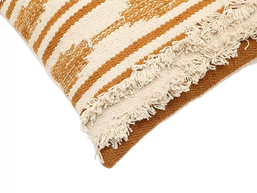 OZAIA Conjunto De 2 Almofadas Com Franjas Em Algodao De 40 X 40 Cm Cor Amarelo E Bege - Karius* Têxtil De Casa