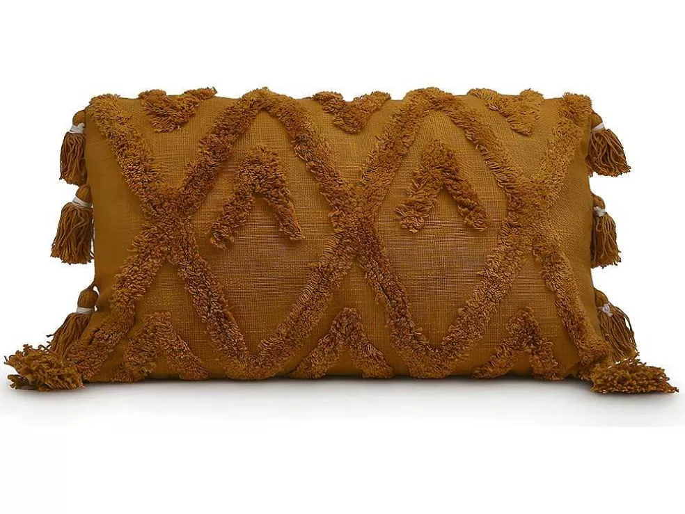 OZAIA Conjunto De 2 Almofadas Com Pompons - Algodao Tufado - 30 X 50 Cm - Amarelo Mostarda - Aspen* Têxtil De Casa