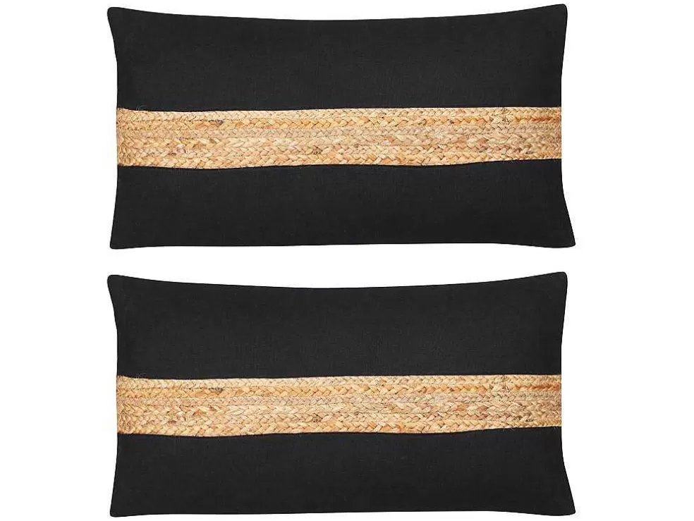 OZAIA Conjunto De 2 Almofadas Em Algodao E Em Juta 30 X 60 Cm Cor Natural E Preta - Natura* Têxtil De Casa