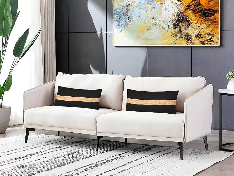 OZAIA Conjunto De 2 Almofadas Em Algodao E Em Juta 30 X 60 Cm Cor Natural E Preta - Natura* Têxtil De Casa