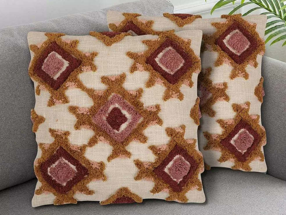 OZAIA Conjunto De 2 Almofadas Tufadas 45 X 45 Cm Algodao Multicolor - Magna* Têxtil De Casa