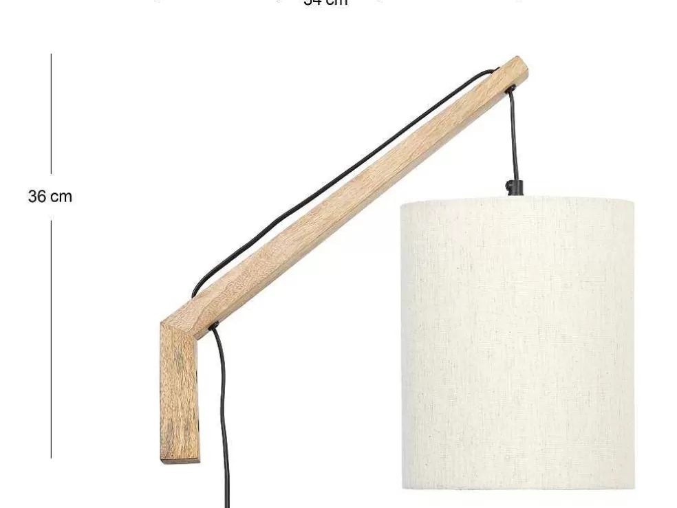 OZAIA Conjunto De 2 Apliques De Parede Estilo Escandinavo D. 35 X A. 48 Cm Madeira E Tecido Natural E Bege - Paliana* Candeeiro De Parede