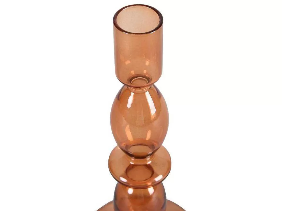 OZAIA Conjunto De 2 Castiçais A. 21 E 18,5 Cm Vidro Laranja - Kandie* Castiçais Decorativos E Velas