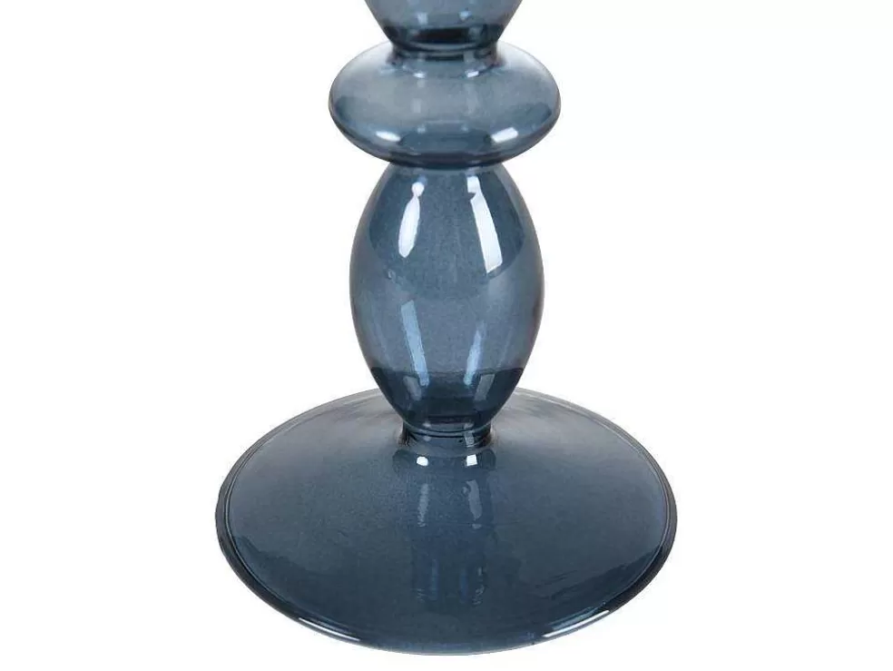 OZAIA Conjunto De 2 Castiçais D. 9 X A. 21 Cm E D. 9 E A. 18,5 Cm Vidro Azul - Kandie* Castiçais Decorativos E Velas