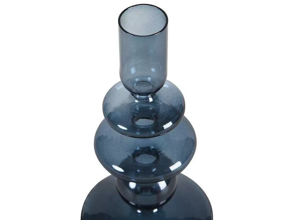 OZAIA Conjunto De 2 Castiçais D. 9 X A. 21 Cm E D. 9 E A. 18,5 Cm Vidro Azul - Kandie* Castiçais Decorativos E Velas