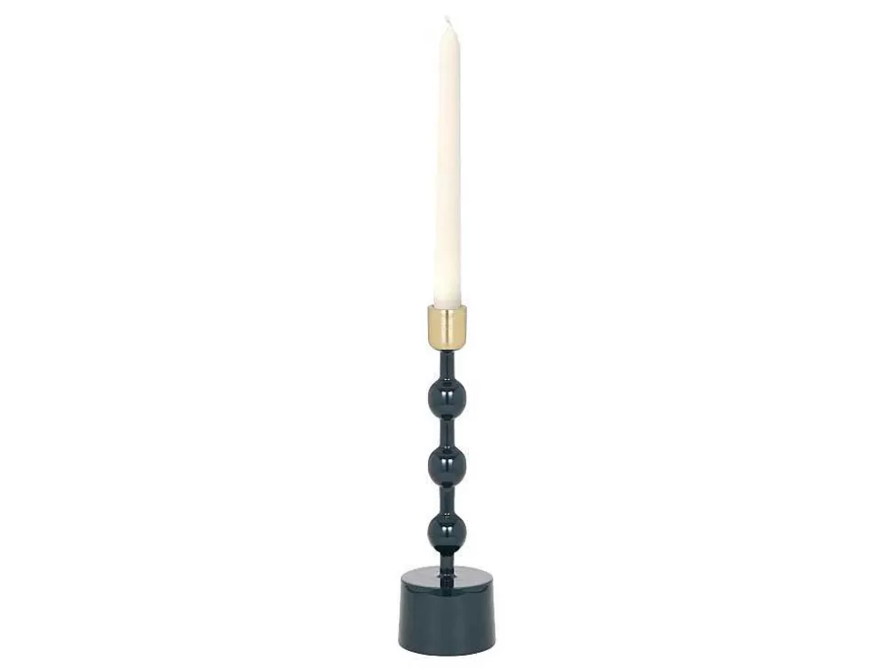 OZAIA Conjunto De 2 Castiçais Em Aluminio Esmaltado A. 26,5 Cm X A. 22 Cm Azul-Esverdeado - Parina* Castiçais Decorativos E Velas