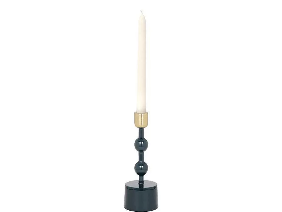 OZAIA Conjunto De 2 Castiçais Em Aluminio Esmaltado A. 26,5 Cm X A. 22 Cm Azul-Esverdeado - Parina* Castiçais Decorativos E Velas