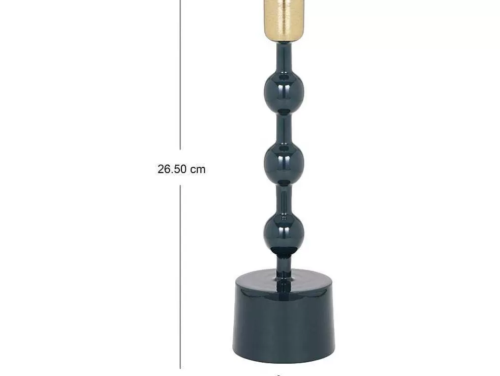 OZAIA Conjunto De 2 Castiçais Em Aluminio Esmaltado A. 26,5 Cm X A. 22 Cm Azul-Esverdeado - Parina* Castiçais Decorativos E Velas