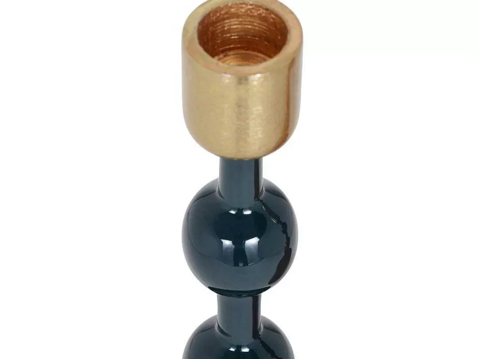 OZAIA Conjunto De 2 Castiçais Em Aluminio Esmaltado A. 26,5 Cm X A. 22 Cm Azul-Esverdeado - Parina* Castiçais Decorativos E Velas