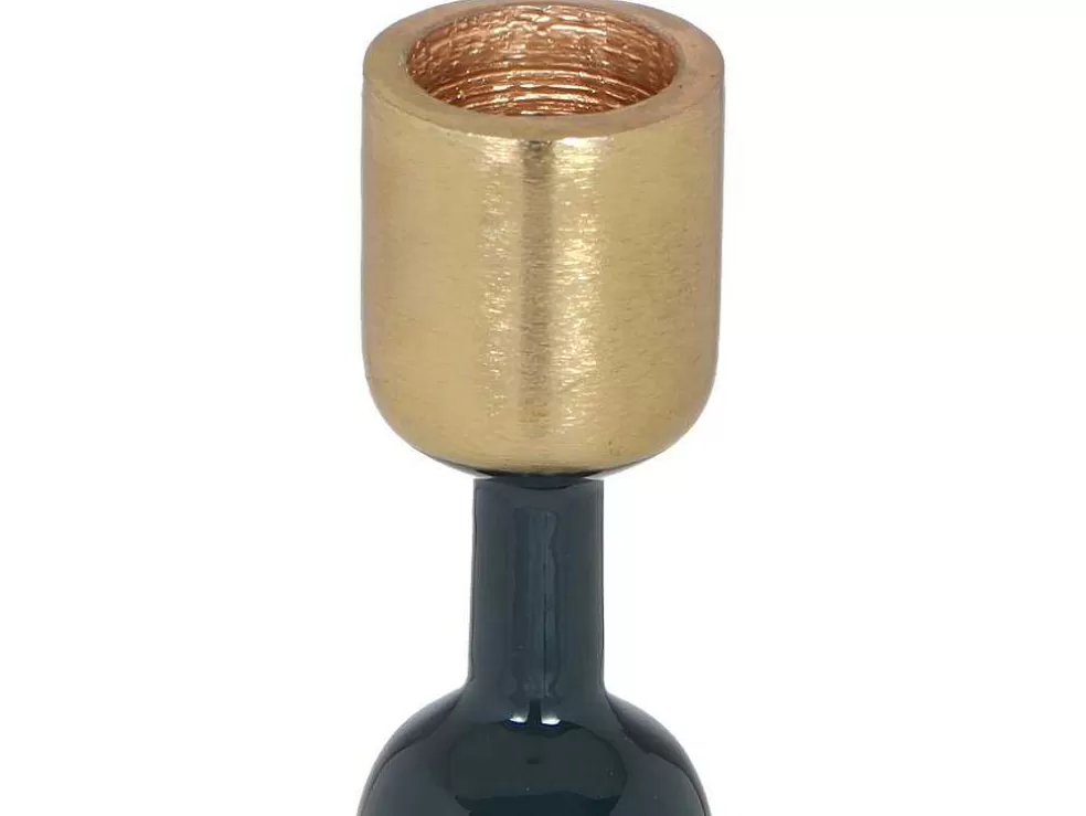 OZAIA Conjunto De 2 Castiçais Em Aluminio Esmaltado A. 26,5 Cm X A. 22 Cm Azul-Esverdeado - Parina* Castiçais Decorativos E Velas