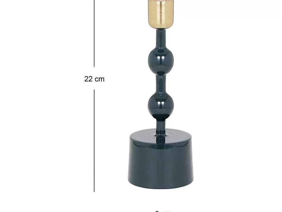 OZAIA Conjunto De 2 Castiçais Em Aluminio Esmaltado A. 26,5 Cm X A. 22 Cm Azul-Esverdeado - Parina* Castiçais Decorativos E Velas
