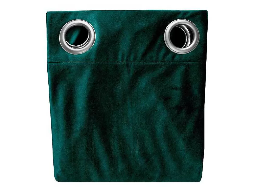 OZAIA Conjunto De 2 Cortinas De Escurecimento Em Veludo C. 135 X A. 250 Cm Verde Com Ilhos Prateados - Darrel* Têxtil De Casa