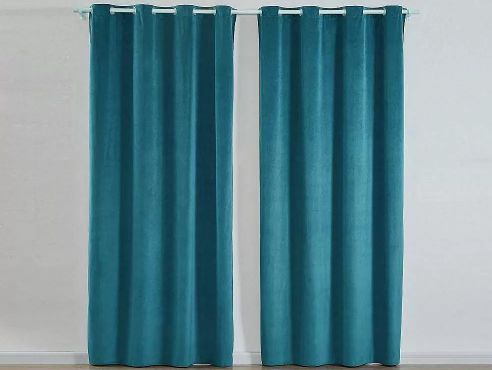 OZAIA Conjunto De 2 Cortinas Em Veludo 140 X 260 Cm Azul - Ahtari* Têxtil De Casa