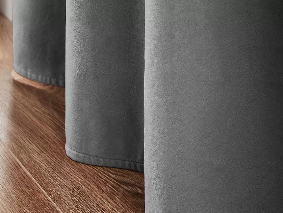 OZAIA Conjunto De 2 Cortinas Em Veludo 140 X 260 Cm Cinza - Ahtari* Têxtil De Casa