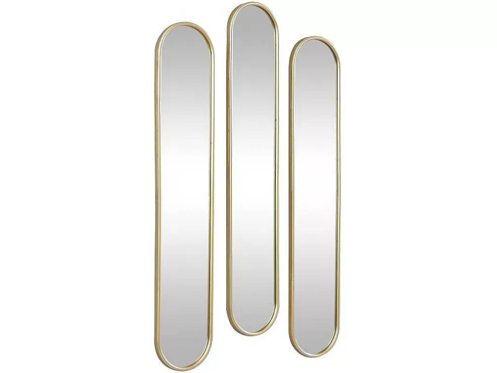 OZAIA Conjunto De 3 Espelhos Ovais Em Metal De L.23 X A.120 Cm Cor Dourado - Jaylen* Espelhos