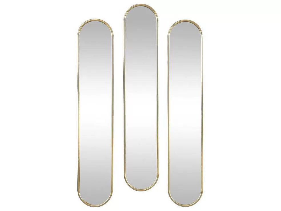 OZAIA Conjunto De 3 Espelhos Ovais Em Metal De L.23 X A.120 Cm Cor Dourado - Jaylen* Espelhos